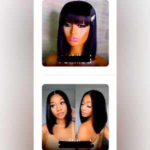2 Lace Front Bob Wigs- 10” & 14” Human Hair/Natural Blk./Preloved💋💋